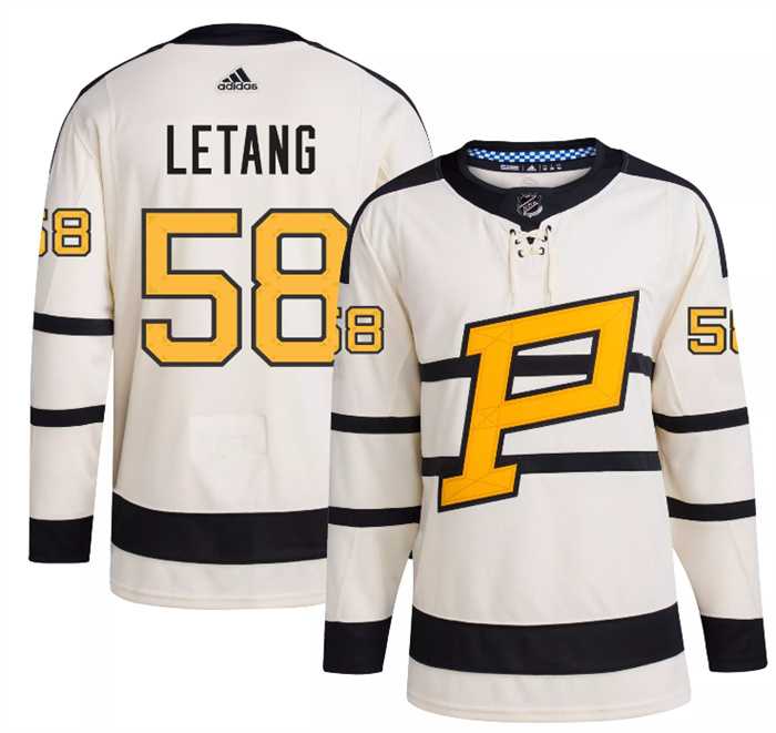 Men%27s Pittsburgh Penguins #58 Kris Letang Cream 2023 Winter Classic Stitched Jersey Dzhi